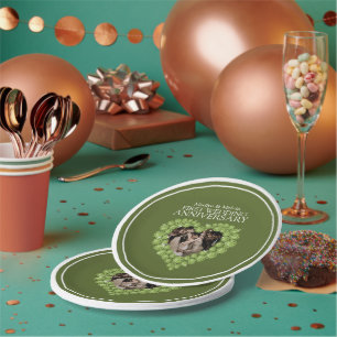 First wedding anniversary photo heart peridot  paper plate
