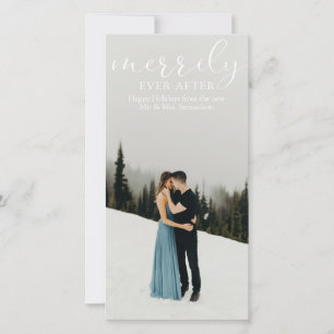 First Wedding Merrily Ever After PHOTO Holiday Card