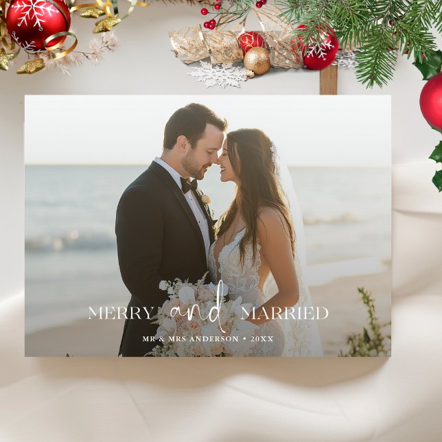 First Wedding Merry and Married Christmas Photo Holiday Card (Creator Uploaded)