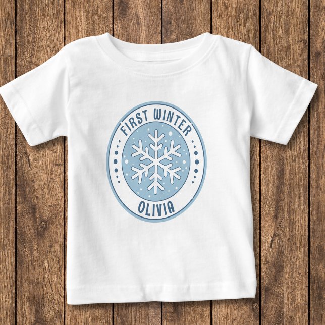First Winter Baby Milestone Snowflake T-Shirt (Creator Uploaded)
