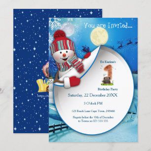 First Winter Holiday Birthday Party Invitation