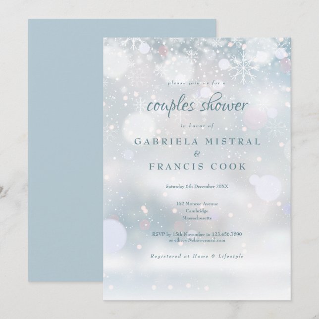First Winter Snowflakes Couples Shower Invitation (Front/Back)