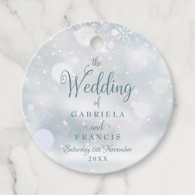 First Winter Snowflakes Wedding Favour Tags (Front)