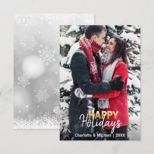 First Xmas Happy Holidays Married Engaged | PHOTO Invitation (Front/Back)
