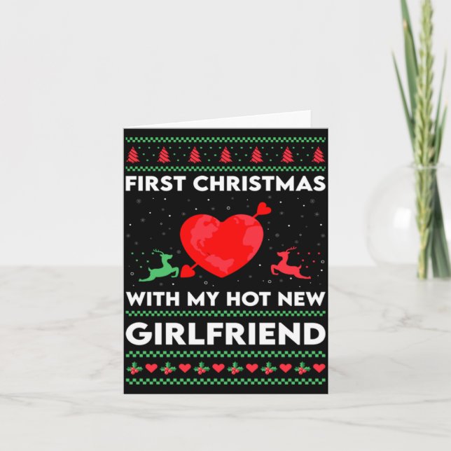 First Xmas With My New Girlfriend Men Ugly Christ  Card (Front)