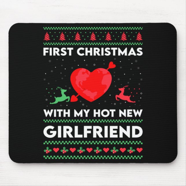 First Xmas With My New Girlfriend Men Ugly Christ  Mouse Mat (Front)