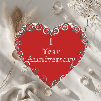 First Year Anniversary Milestone Romantic Modern Heart Sticker