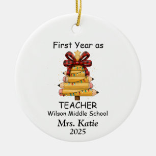 First Year as a middle school Teacher Ceramic Tree Decoration