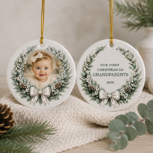 First Year as Grandparents Christmas Photo Ceramic Tree Decoration