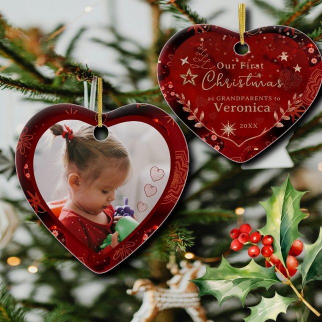 FIRST YEAR AS GRANDPARENTS PHOTO CERAMIC TREE DECORATION (FIRST YEAR AS GRANDPARENTS PHOTO CERAMIC ORNAMENT)