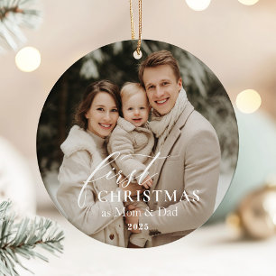 First Year as Mum & Dad Christmas Photo Ceramic Tree Decoration