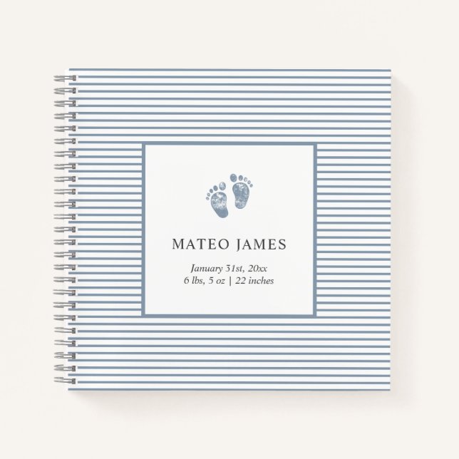 First Year Baby Memory Book Dusty Blue (Front)