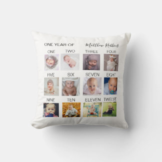 First Year Baby Photo Collage Cushion