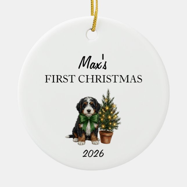 First Year Bernedoodle Christmas Ornament  (Front)