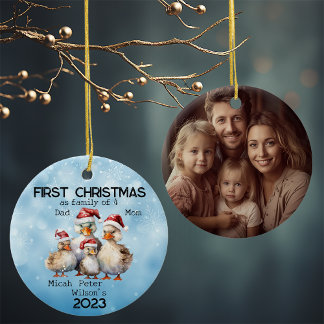 First Year Christmas as Family of 4 Duck Family Ceramic Tree Decoration