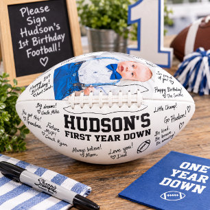 First Year Down 1st Birthday Signatures American Football