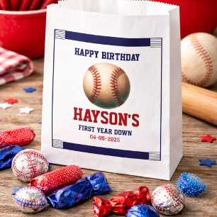 First Year Down Baseball 1st Birthday Party Favour Bags