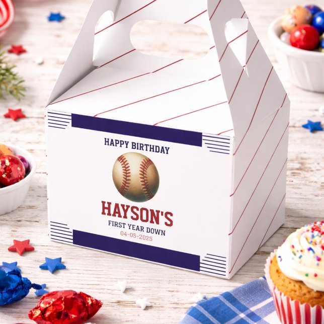 First Year Down Baseball 1st Birthday Party Favour Box (First Year Down Baseball 1st Birthday Party Favor Boxes
)