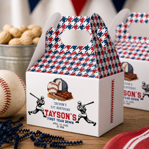 First Year Down Baseball 1st Birthday Party Favour Box