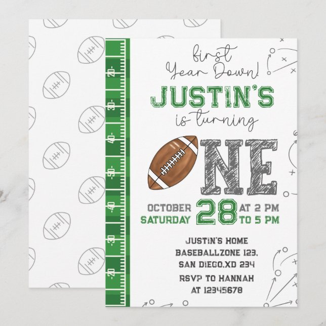 First Year Down Birthday Invitation First Year Dow (Front/Back)