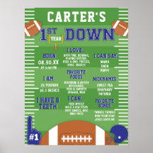 First Year Down Blue Football 1st Birthday Foam 