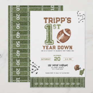 First Year Down | Boy Football Birthday Invitation