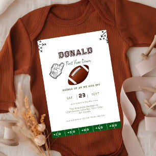 First Year Down Football 1st Birthday Invitation