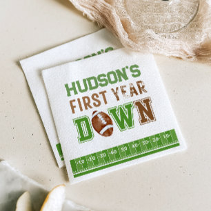 First Year Down Football 1st Birthday Napkin