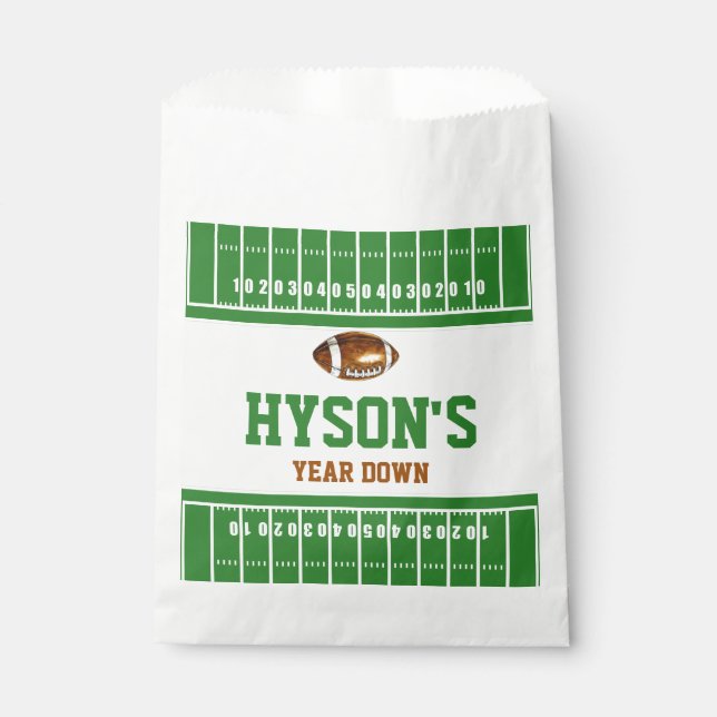 First Year Down | Football 1st Birthday Party Favour Bags (Front)