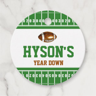 First Year Down   Football 1st Birthday Party Favour Tags