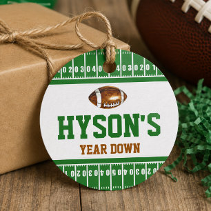 First Year Down Football 1st Birthday Party Favour Tags