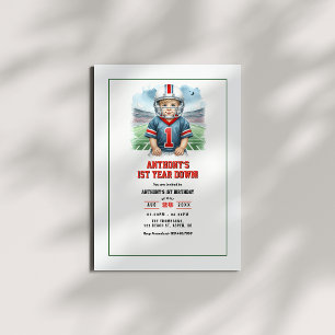 First Year Down Football 1st Birthday Party Invitation