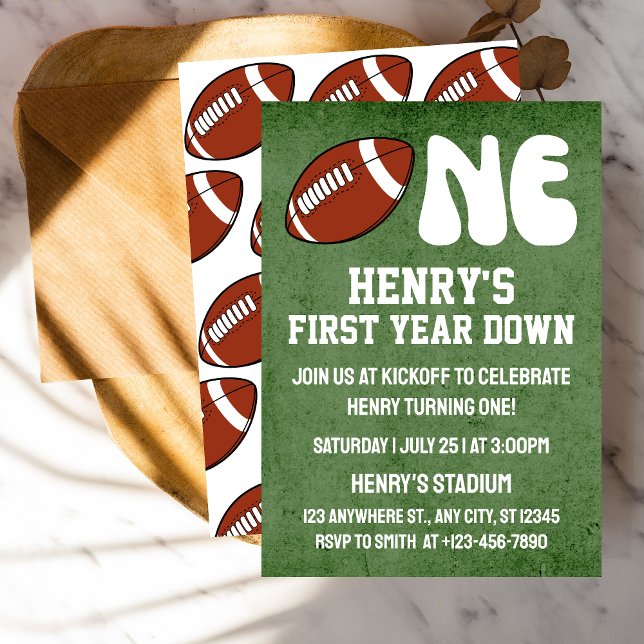 First Year Down Football 1st Birthday party  Invitation (Creator Uploaded)