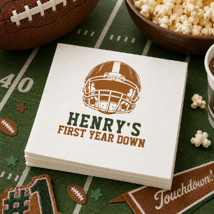 First Year Down   Football 1st Birthday Party Napkin