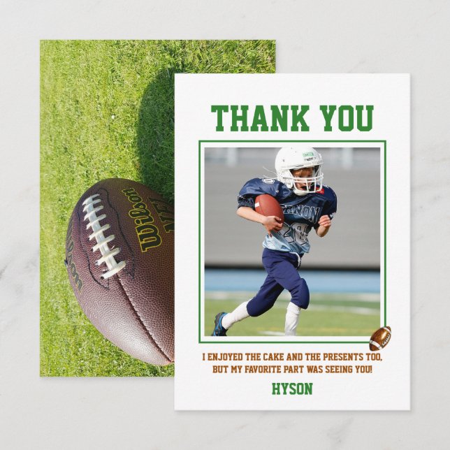 First Year Down | Football 1st Birthday Party Thank You Card (Front/Back)