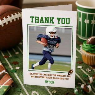 First Year Down Football 1st Birthday Party Thank You Card