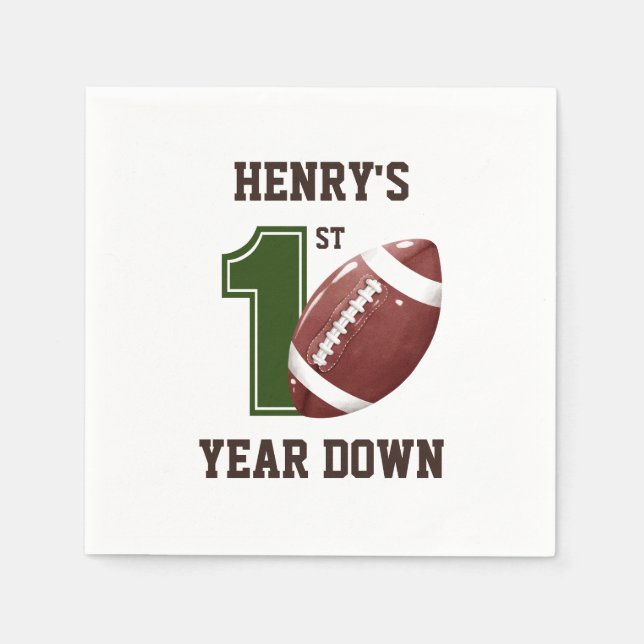 First Year Down | Football Birthday Napkin (Front)