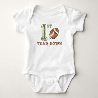 First Year Down Football Birthday Outfit Baby Bodysuit