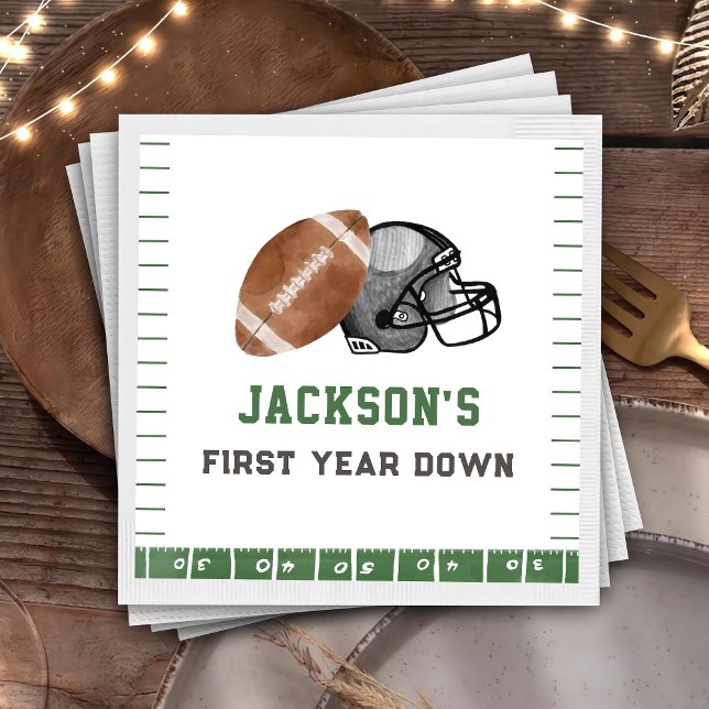 First Year Down Football Birthday Party Napkins (Creator Uploaded)