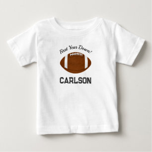 First Year Down   Football Boy First Birthday Baby T-Shirt