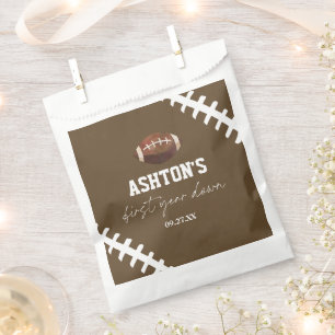 First Year Down Football Brown 1st Birthday Party Favour Bags