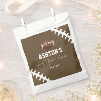 First Year Down Football Brown 1st Birthday Party Favour Bags