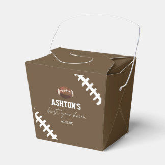 First Year Down Football Brown 1st Birthday Party Favour Box