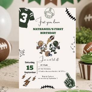 First Year down Football dinosaur birthday Invitation