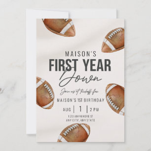 First Year Down Football First Birthday Invite