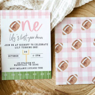 First Year Down Football Invitation, First Birthda Invitation