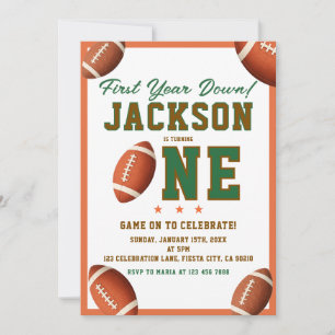 First Year Down Football Party Invite