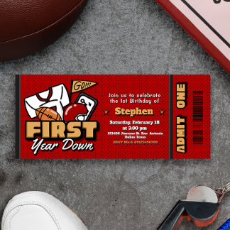 First Year Down - Football Ticket Invitation