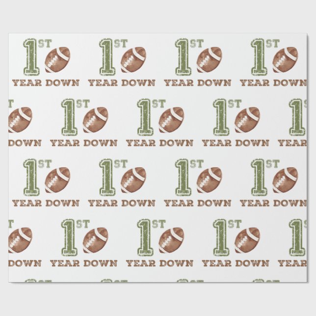 First Year Down Football Wrapping Paper (Flat)