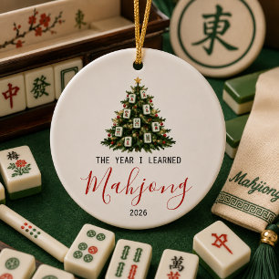 First year i learned mahjong christmas ceramic tree decoration